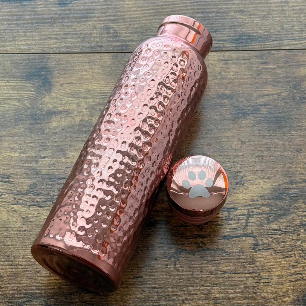 Rosewater: Personalized Hammered Copper Colored Water Bottle 650mL