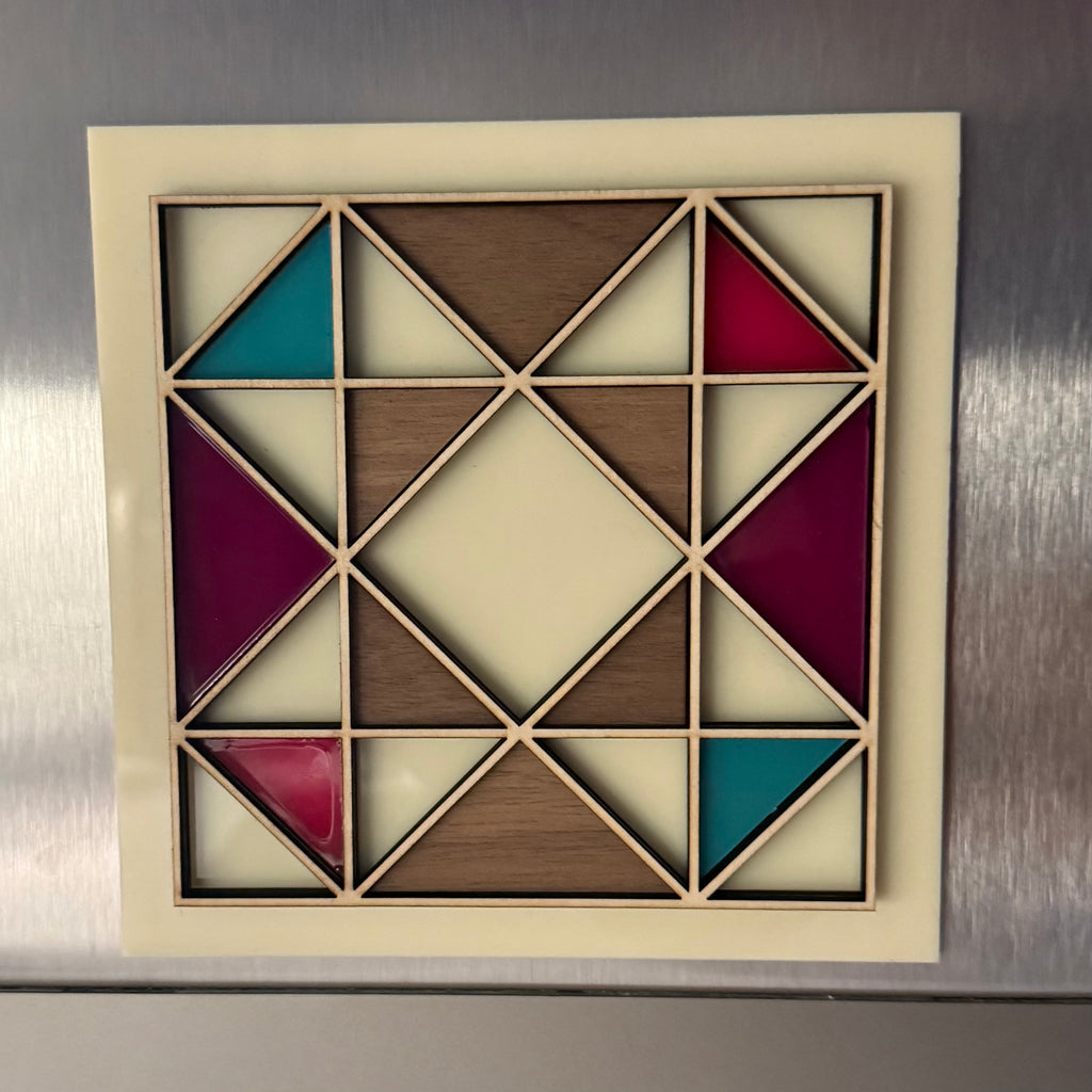 Prism No. 1: Quilt Block Fridge Magnet | 6” Handmade Wood & Acrylic Magnet | One of One