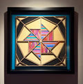 Prismatic: Laser Cut Quilt Block Wall Art | Framed Wood & Fabric Quilt-Inspired Decor | Handmade One of a Kind Home Art | One of One